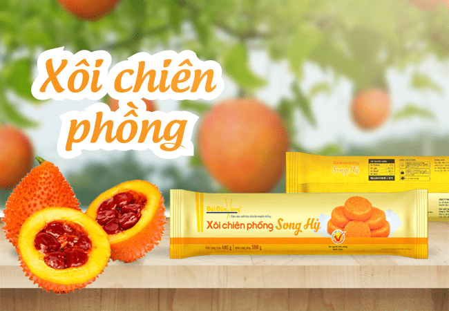 Xôi chiên phồng song hỷ đông lạnh hiệu Đôi Đũa Vàng Xôi chiên phồng song hỷ đông lạnh hiệu Đôi Đũa Vàng